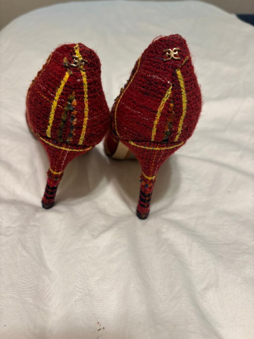 Sam Edelman Tweed Stiletto - Burgundy Striped - Size 7.5 - Worn once - Picture 2 of 3